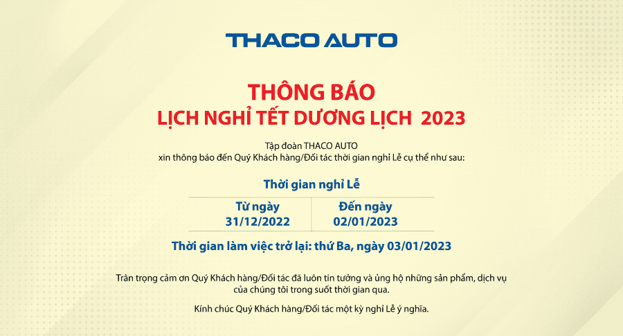 Thông báo lịch nghỉ Tết Dương lịch 2023